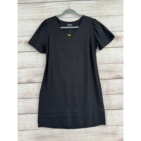 Nicole Miller Original Linen Blend Sheath Dress Womens Small Black NEW - Picture 1 of 11